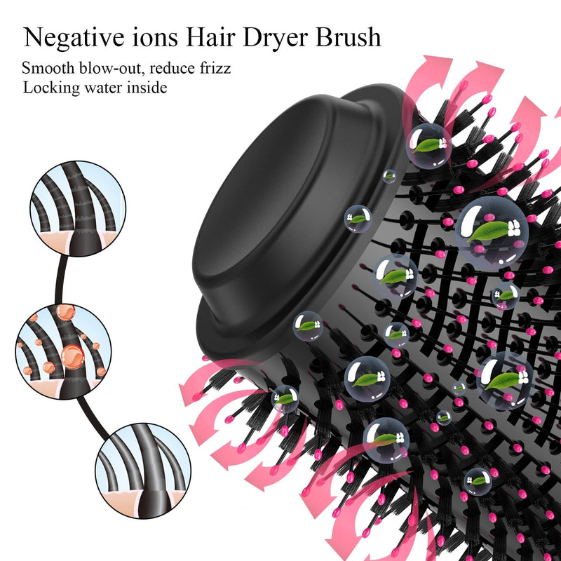 Hair Dryer Hot Air Brush Styler and Volumizer Hair Straightener Curler Comb Roller One Step Electric Ion Blow Dryer Brush 0 Global Adel 