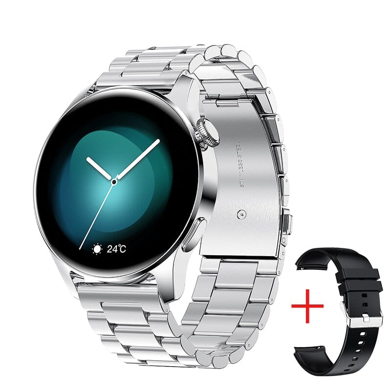 LIGE novo relógio inteligente de chamada bluetooth masculino relógio masculino led-010 Loja Global Adel Prata de aço cores 