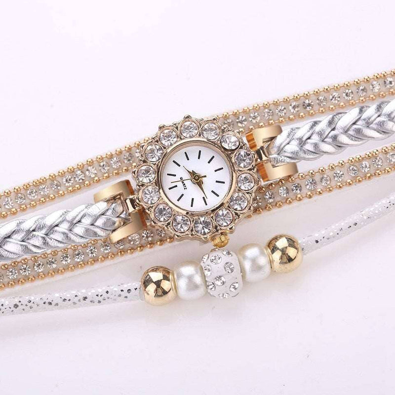 Relógios de couro de ouro de luxo para as mulheres vestido de pérolas relógios criativos casual Loja Global Adel 